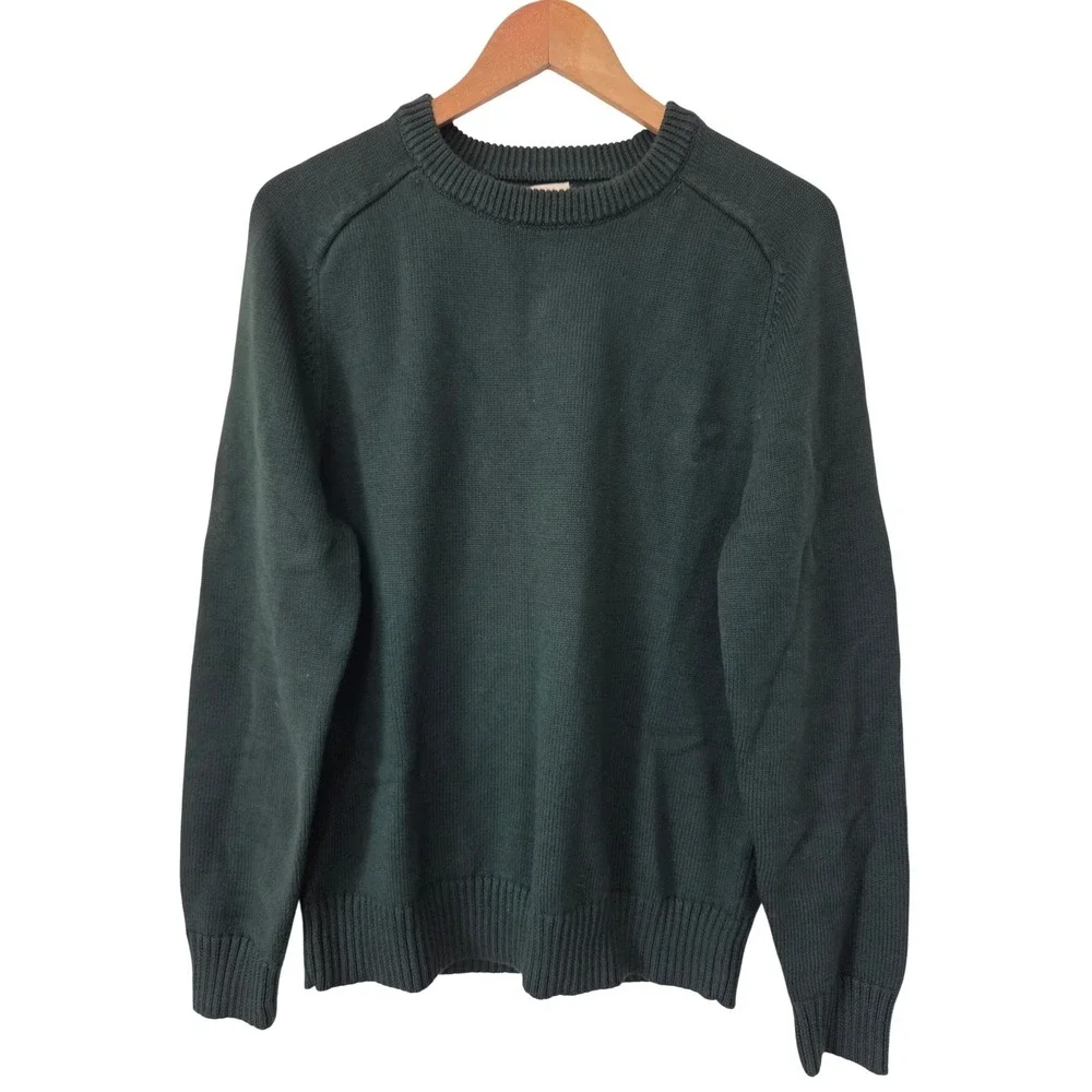 J. Crew Heritage Cotton Crewneck Sweater Mens Size M Green NWOT BI841